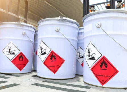 Flammable liquid symbol on the chemical tank Flammable liquid symbol on the chemical tank, dangerous products in the industry